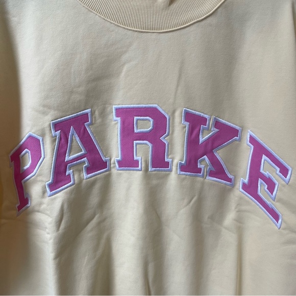 PARKER Yellow Crewneck Sweatshirt with Pink Logo - Picture 5 of 7